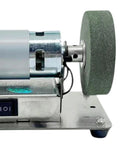 Ziocura Mini Belt Sander, Stainless Steel Bench Grinder With High Power Low Noise Design, showcasing motor and grinding wheel.