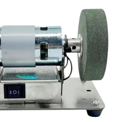 Ziocura Mini Belt Sander, Stainless Steel Bench Grinder With High Power Low Noise Design, showcasing motor and grinding wheel.