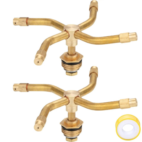 Three Quarter Inch Arm Automatic Rotary Sprinkler For Garden Yard And Lawn 360 Degree No Fuss Sprinkling Low Pressure Brass Set