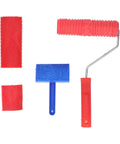 Complete Wood Graining Roller Kit Comes With Slick Rubberized Paint Rollers And Multiple Pattern Attachments For Effortless Faux Finish Wall Art And Wood Furniture Makeovers With Zero Sweat Or Hassle - Includes red rubber roller and blue textured tool.