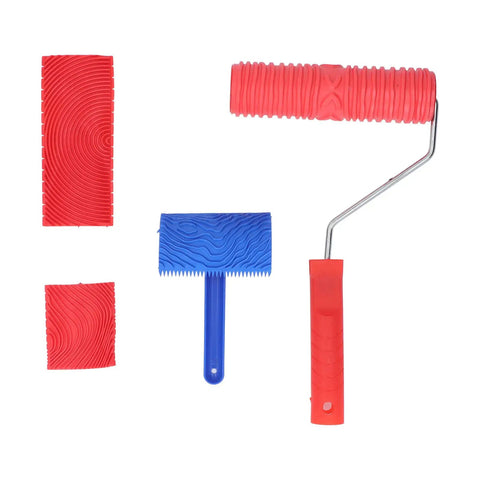 Total Game Changer Wood Roller Painting Tool Set Featuring Hella Slick Rubber Texture Pattern Rollers for home renovation.