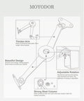 QBOSO heavy-duty lid stay hinges, folding lid support, 1 pair, steel arms, 110-degree rotation for cabinet or wardrobe