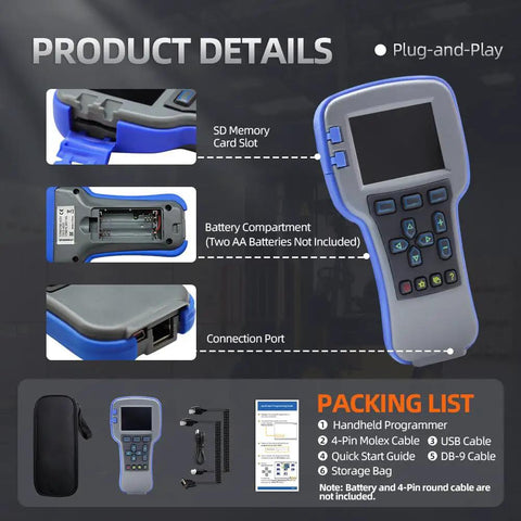 Universal Curtis Controller Handheld Programmer For Forklifts, Golf Carts, Pallet Jacks And AWP with accessory details