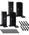 Four Pack Adjustable Half Column Post Base Brackets For 1.5x1.5, 2x2, 2x4, And 4x4 Wood Posts with mounting screws