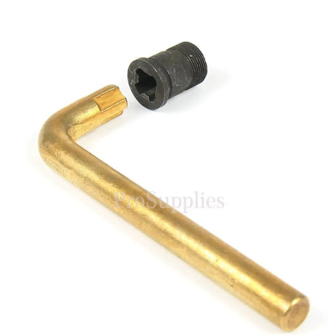 Badass Heavy Duty All Steel M1 Garand Gas Cylinder Lock Screw Wrench with gold finish and hex screw side view.