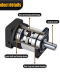 Precision Planetary Gearbox Speed Reducer With Ratios From 16 To 1 Through 70 To 1 showing gear processing technology and output shaft.
