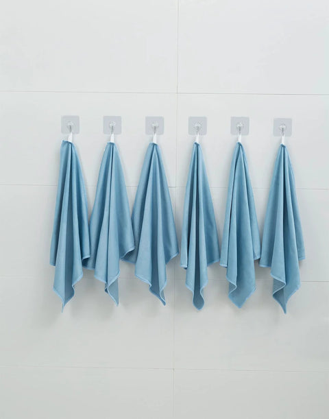 Puomue blue microfiber cleaning cloths, 12 x 16 in, six pieces for glass and screens