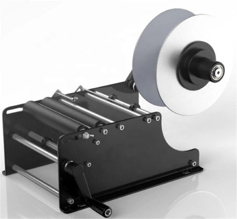 Cool Handheld Semi-Automatic Label Printer For Round Bottles And Jars Easy Manual Tape Dispenser Machine for Small Business Packaging Efficient Sticker Applicator Tool, compact design with a roller for tape.
