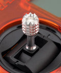 Close-up of removable stick on Pocket Portable Remote Controller With Hall Effect Gimbals And EdgeTX Support, orange finish