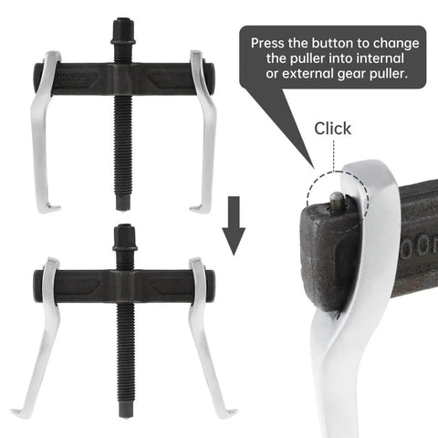 Heavy Duty 4 Inch CR V Gear Puller With Two Jaw Adjustable Bearing Puller for internal or external removal, reversible claw design