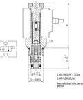 Technical drawing of Solenoid Operated Spool Cartridge Valve Normally Closed Two Way Two Position 08 Size for Hydraulic Power Unit