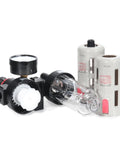 All In One Compressed Air Filter Regulator Lubricator Combo With Pressure Gauge And Semi Auto Drain 0 To 140 PSI