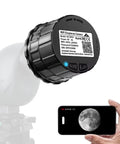 WiFi Eyepiece Camera for Telescopes, Microscopes, and Binoculars With 4MP Sensor, view of moon on smartphone screen