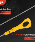 Engine Oil Dip Stick For Hyundai And Kia Vehicles Compatible With Sonata Santa Fe Genesis Coupe Azera Veracruz with stainless steel rod and yellow PA66+GF30 plastic handle