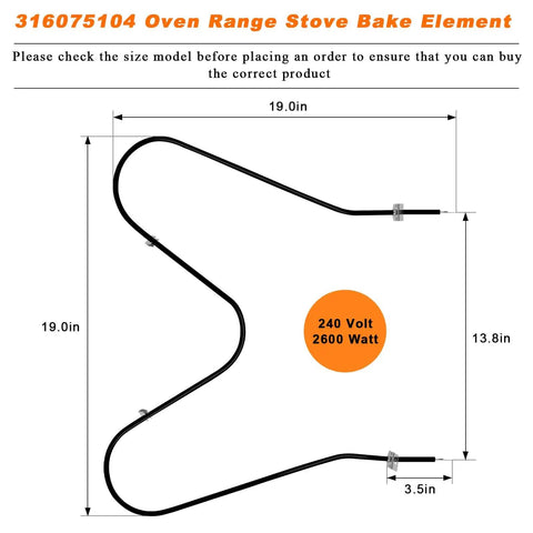 Heavy Duty Oven Bake Heating Element Replacement For Frigidaire And Kenmore Ovens Nickel Stainless Steel Bottom Bake Element