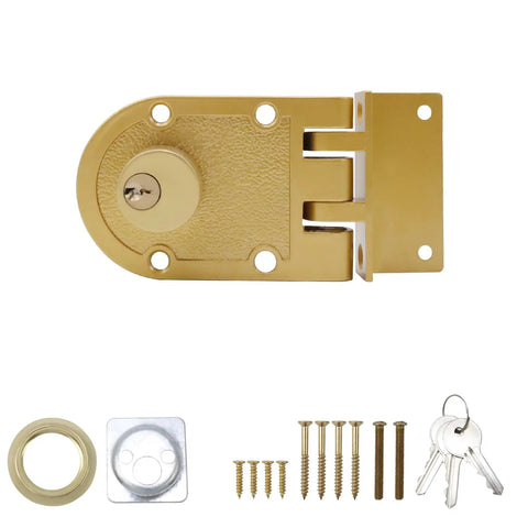 Heavy Duty Jimmy Proof Deadbolt Lock Double Cylinder With Keys Gold For Superior Home Security Fits Doors Mounting Hardware