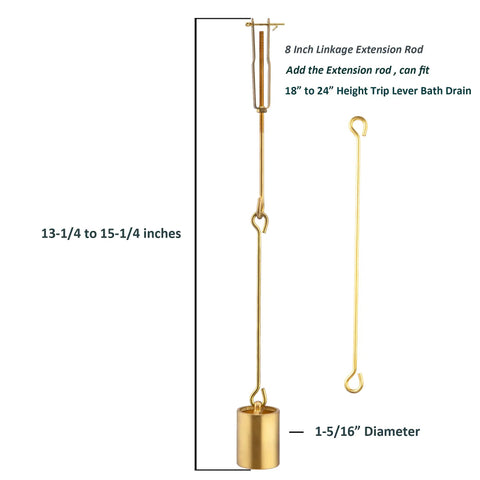 Tub Drainage Linkage Assembly With Trip Lever And Strainer For Bath Tub Waste Overflow Drain Replacement brass extension rod