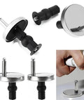 Two Pack Toilet Seat Hinges Replacement With Quick Release Mounting Screws for Easy Clean and Durable Bathroom Fix shown in use
