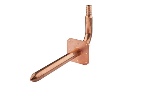 Pack Of 10 PEX Copper Stub Out Elbows With Wall Flange, 1/2 Inch Nominal, 8 Inch Length, Crimp Connection, Lead Free Copper, ASTM F1807 F877