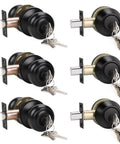 3 Pack Keyed Alike Entry Door Knobs And Single Cylinder Deadbolt Lock Set For Exterior Front Doors Matte Black Finish With External Keyed Entry And Internal Thumb Turn Convenience
