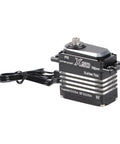 Bad Boy Rc Digital Servo 50kg Torque Heavy Duty Full Metal Cnc Gears Aluminum Alloy Motor Build For Rc Cars Robots Boats close up view with wires.