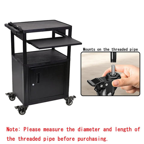 Heavy Duty Two Inch Polyurethane Stem Casters With Smooth Riding Dual Ball Bearings No Fuss Swivel Design Locking Brake Mechanism Top Shelf Black Gliders Pack Of Four for furniture dolly with storage.