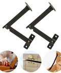 2 Pack Foldable Lid Support Hinges for Cabinets and Chests, Lift Up Metal Brackets in Antique Bronze Finish