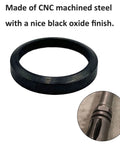 5/8x24 Thread Steel Crush Washer For 308 Rifles, CNC Machined With Black Oxide Finish, close-up view.