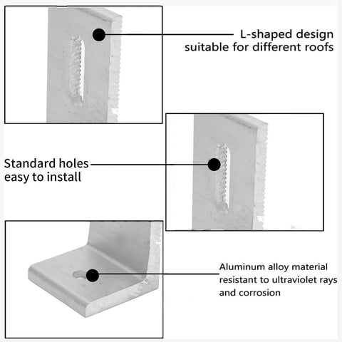 L Foot Solar Mount Brackets For Roof PV System showing L-shaped aluminum design and standard holes for installation