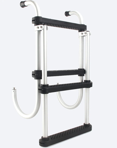 Four Step Aluminum Folding Boat Ladder Delivers Five Hundred Pound Capacity With Non Slip Steps Lightweight Removable Design For Pontoons Yachts And Docks Built Tough For Adults Kids And Gear.