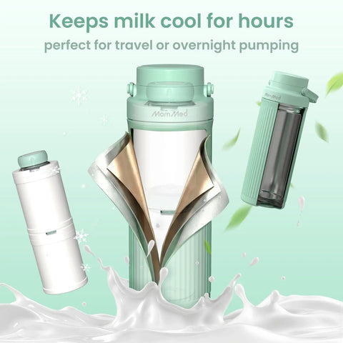 Grab And Go Breast Milk Cooler Bag For Pumping Moms Keeping Fresh Milk At Forty Three Degrees In One Hour Leakproof design shown with internal cooling pad.
