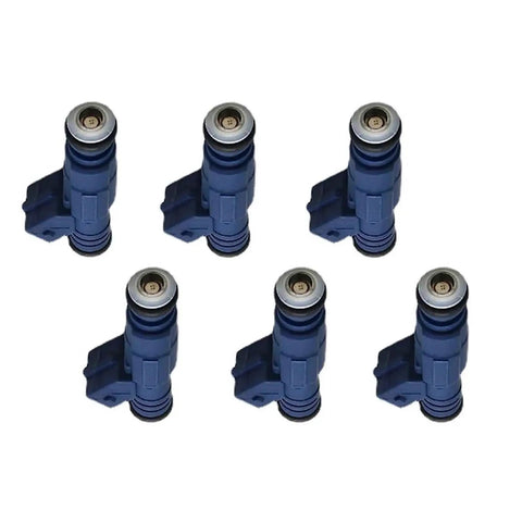 Six Pcs Fuel Injectors 0280155712 For Cadillac Catera 1997 To 2001 Saab Nine Five 1999 To 2003 Saab 900 1996 To 1997 Saab 9000 1996 To 1999 Gas Saver MPG Boost Smooth Idle Balanced Fuel Delivery Emissions Reduction Car Parts six blue fuel injectors