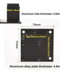 Diagram of Adjustable Aluminum Furniture Legs 4 Pack, Heavy Duty TV Cabinet And Sofa Feet, tube and plate measurements.