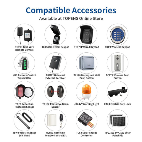 Various compatible accessories with Universal External Receiver Kit With 2 Remotes For Garden Swing And Sliding Gate Openers