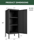 Beefy Heavy Duty 39.5 Inch Metal Storage Cabinet With Magnetic Door Featuring 3 Compartments And 2 Adjustable Shelves