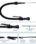 Flexible Black Aluminum And Stainless Oil Dipstick For LS Engines 4.8L 5.7L 6.0L With Teflon-Lined Braided Housing And Full And Low Markings