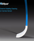 AAWipes sensor cleaning swab for APS-C DSLR/SLR cameras; side view, curved white foam tip, blue handle.
