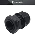5 Pack PG16A-04-10 Waterproof Cable Glands For 4-10mm Wire Flat Hole Type Screw In Nylon Gland Kit, single gland close-up