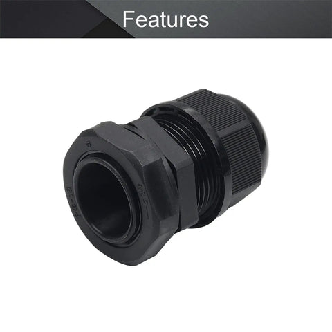 5 Pack PG16A-04-10 Waterproof Cable Glands For 4-10mm Wire Flat Hole Type Screw In Nylon Gland Kit, single gland close-up