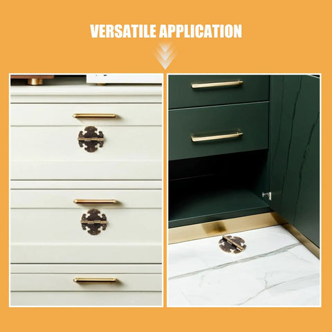 Old School Vintage Zinc Alloy Cabinet Door Hinges 2 Pack, Smooth Operation for Wooden Wardrobes and Furniture displayed