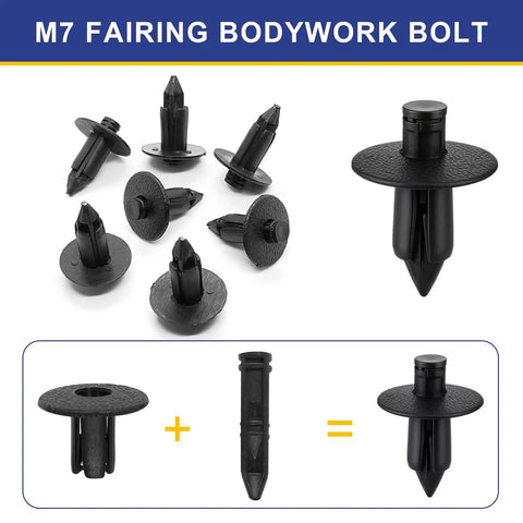 Universal Plastic Rivet Kit 120Pc For ATV UTV Motorcycle M7 retainer fasteners with body clips for grilles and fenders