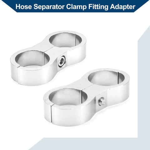 Solid Universal Hose Separator Clamp And AN12 Dual Line Fitting Adapter Built From Tough Aluminum Alloy Dope Tubing Hardware For Custom Car Rigs And Street Builds Complete 4 Piece Silver Set, dual hose clamp fitting.
