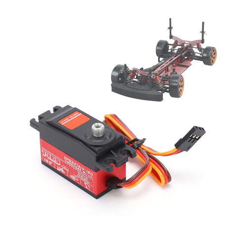 High Torque 14Kg Metal Gear RC Servo Motor, 40x20x29mm, for 1/10 Scale RC Drift Cars with red aluminum build.