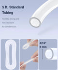 Pawfly aquarium air tubing set: 5 ft clear flexible tubing, 3/16 in (4 mm) ID, kink-resistant.