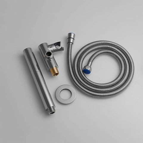 Components of Chrome Brass Handheld Shower Head With High Pressure 2 Function Sprayer 7 Inch Head 59 Inch Hose And Wall Bracket
