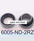 One Way Bearing 6005 ND14 2RZ For Washing Machines 25x47x18mm Or 25x47x25mm in package view showing bearing sizes and text upper and lower