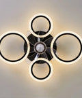 Top view of 26 Inch Geometric Ceiling Fan With Lights Remote Control Bladeless Low Profile Design For Kitchen And Bedroom