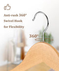 Premium Wooden Hangers Set Of 20 Non Slip Coat Hangers With Smooth Finish Notches And 360 Degree Swivel Hook