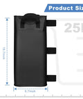 4 Pack Canopy Water Weight Bags 25L Each, 19.7 inch tall, PVC, black with handle and straps, product size illustration