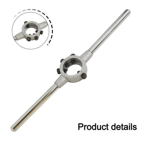 Round Die Wrench For Threading Tools, Precision Machined From 45 Steel With Removable Booster Rod For Easy Storage, Eight Sizes From M3.5 To M6, Heavy Duty Torque And Durability For Pros And DIY, shown with booster rod